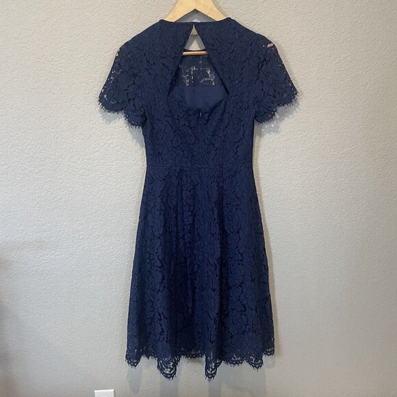 TRUTH & FABLE Women XSmall Lace Dress  Bridesmaid Midi Blue Modest Church Social - Picture 6 of 14